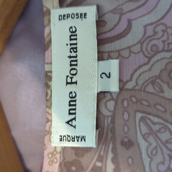 Designer Anne Fontiane silk/ cotton blouse size 2 never worn in pink/tan paisley - Picture 7 of 9
